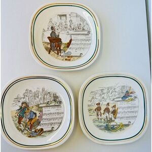 Vintage PV Ceramic Pottery Square‎ Dessert Plates Set Of 3 See Photos